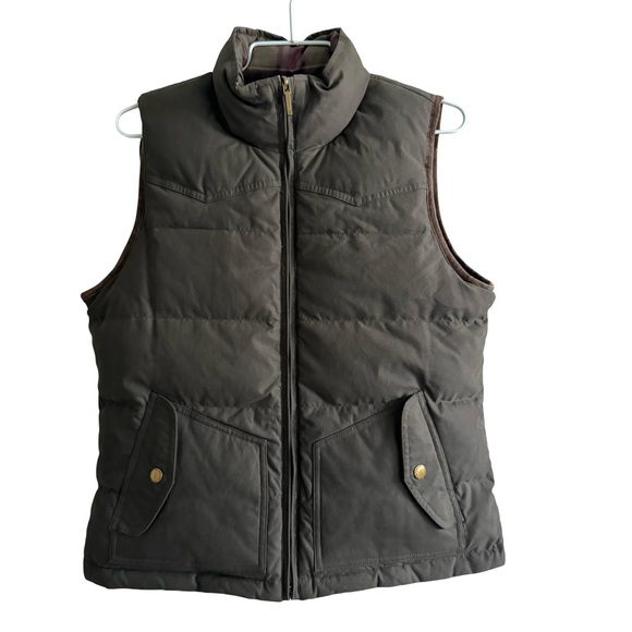 Lauren By Ralph Lauren Down Feather Reversible Dark Hunter Green/ Plaid Vest S - Picture 1 of 12